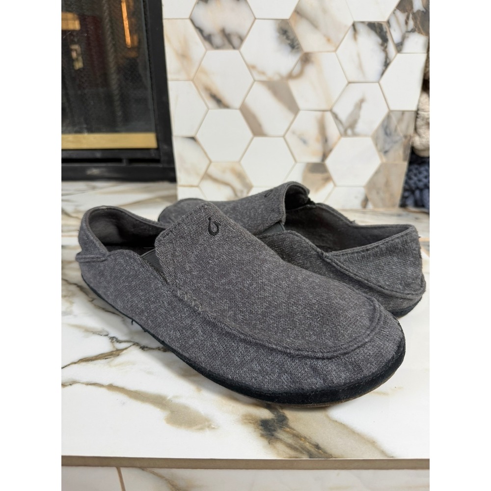 Olukai Moloa Hulu Loafers Men 11 Grey Heathered Wool Blend Slip On 10411-6C6C